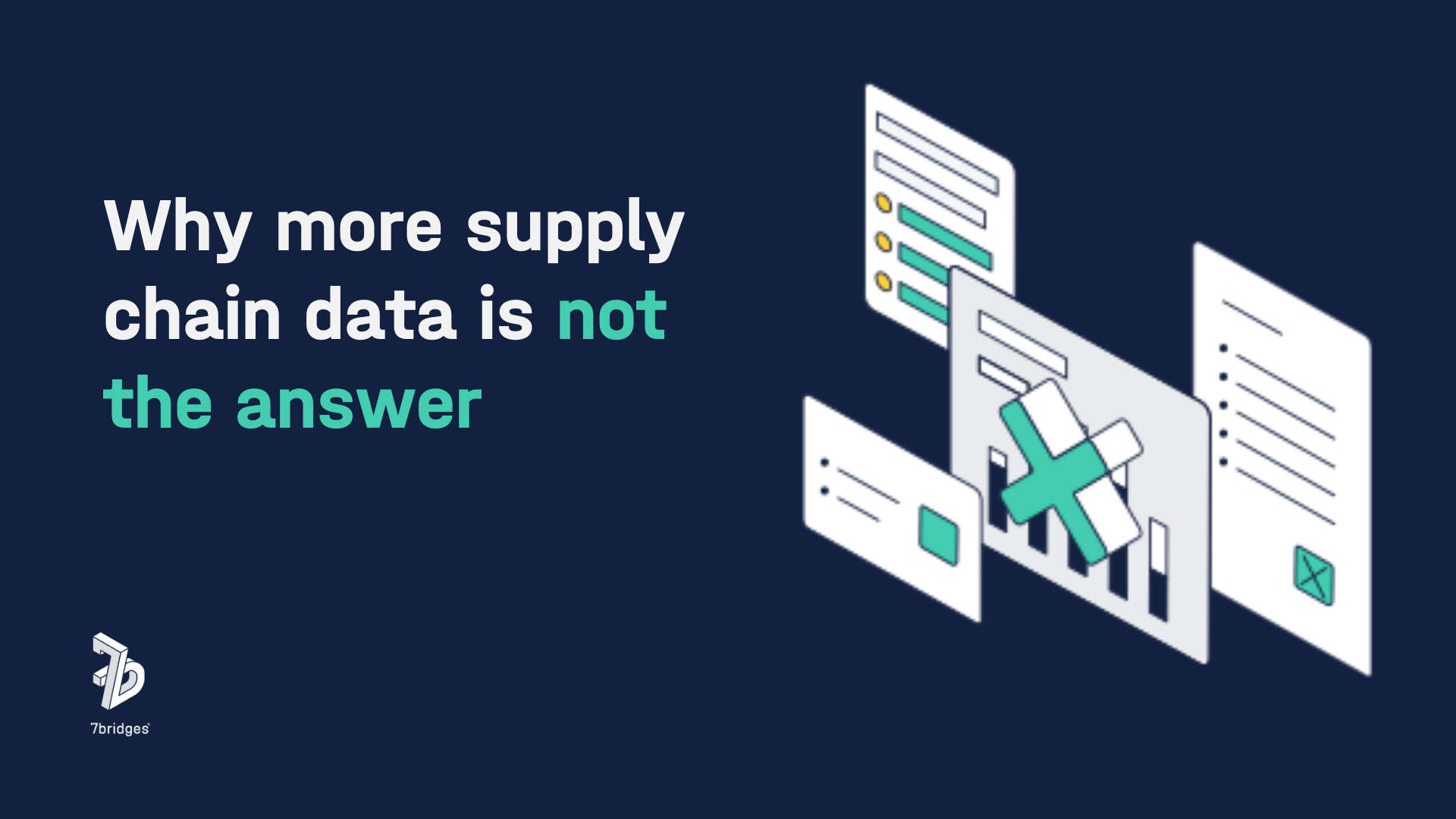 Blog title 'Why more supply chain data isn't the answer' with crossed out spreadsheet graphic on blue background
